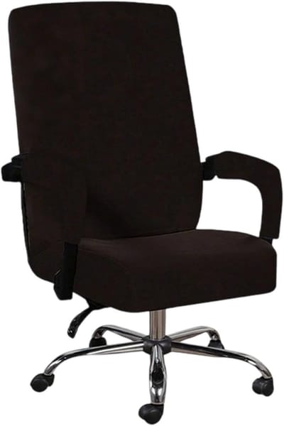 Zachte Velours Stoelhoezen met Armleuningen, Elastische Bekleding voor Kantoorstoelen, Verwijderbaar en Wasbaar, Universele Bescherming voor Gaming en Computerstoelen (Bruin)