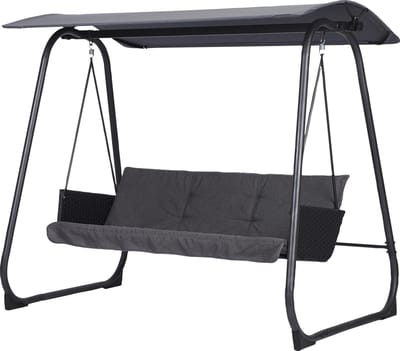 Lisomme Nigel tuin schommelbank donkergrijs - 208 x 138 cm - buiten - terras - antraciet - zwart rotan
