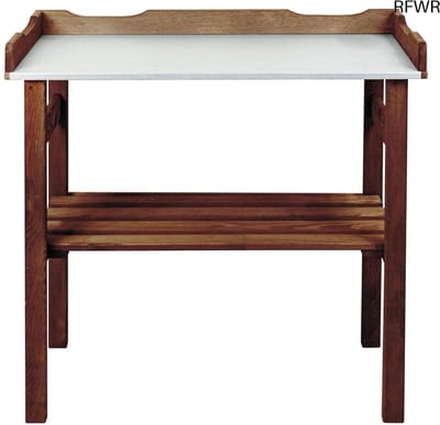 RFWR® Plantentafel met verzinkt werkblad - Donkerbruin Grenenhout - 78 x 38 x 82 cm - Voor Tuin, Balkon en Terras