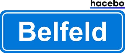 Hacebo - Plaatsnaam Sticker - 29x10 CM - Belfeld sticker - Verkeersborden sticker - grappige cadeaus - Belfeld