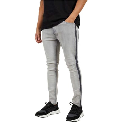 Brave Soul Heren skinny jeans met strepen (Grijs)