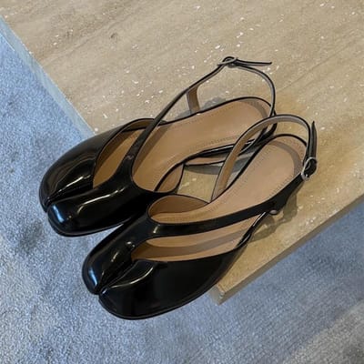 Patent Leer Gespleten Teen Dames Balletschoenen Lente Zomer Casual Slingbacks Tabi Mary Janes Wandelschoenen Klompen Sandalen Schoenen 35 brown