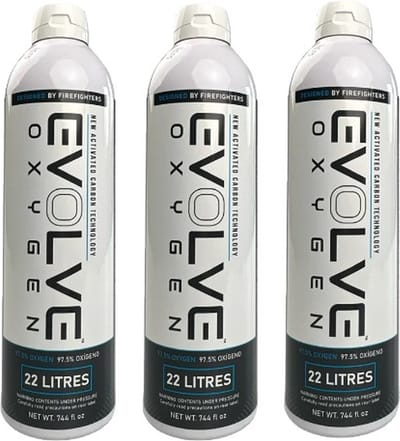 Evolve Oxygen 3x 22L Fliptop - Zuurstoffles - 97% Pure Zuurstof - Tegen Kortademigheid - Verbetert Sportprestaties