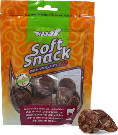 Braaaf Lam Steak Chips met Vis 85 gr