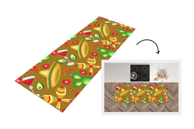 Keukenloper - Loper keuken - Mexico - Sombrero - Patronen - 150x50 cm - Keukenloper vinyl