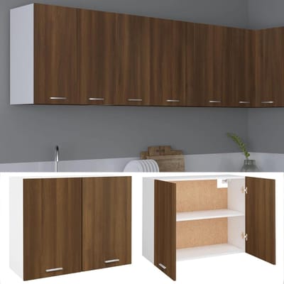 Hangkast Keuken - Bovenkast Keukenmeubel - Keuken Opbergen - Glad Oppervlak Vochtbestendig - 80x31x60cm - Bruin Eiken