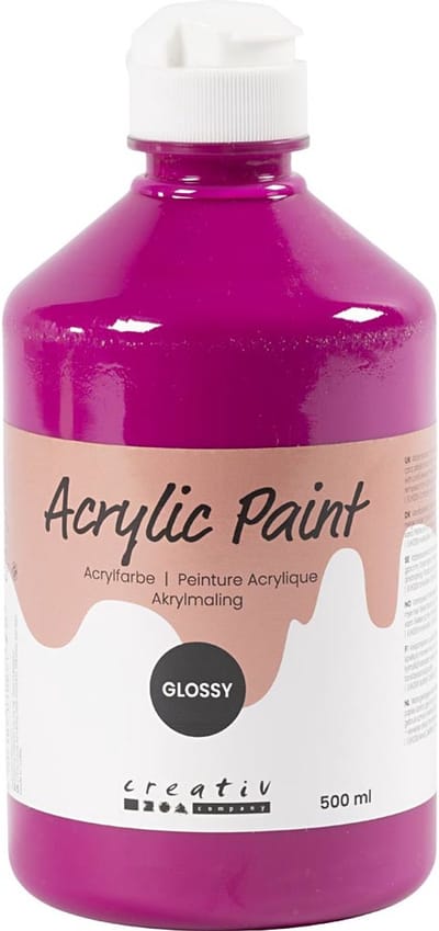 Acrylverf Glossy, roze, 500 ml/ 1 fles