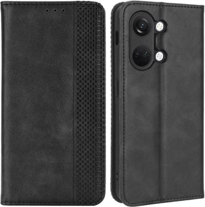 Coverup Hoesje - Geschikt voor OnePlus Nord 3 Hoesje - Coverup Vintage Style Book Case - Zwart