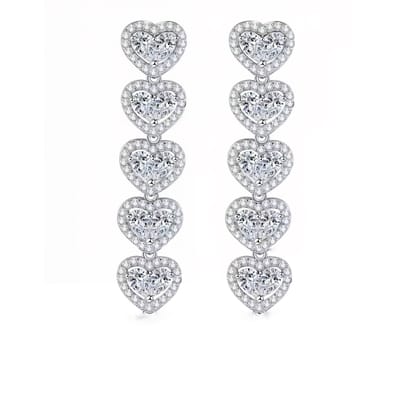 Five Little Hearts Earrings Silver