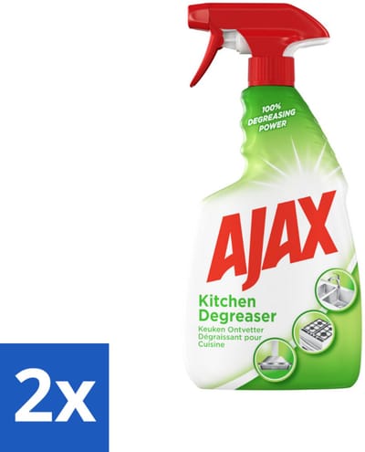 2 x Ajax Keukenspray 750 ml - Keuken Ontvetter - Vet Verwijderen - Keuken Reinigen - Ontvetter Spray - Hardnekkig Vet Verwijderen