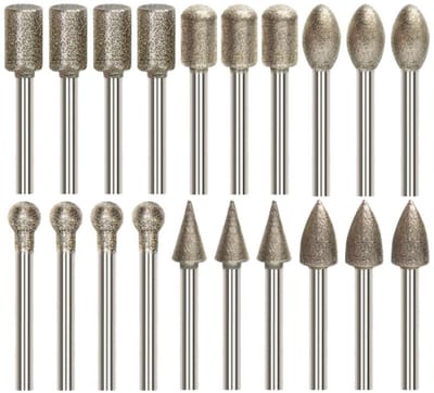 20 Stuks Diamantfrezen Set 3 mm Schacht voor Steen Keramiek Glas Slijpen Graveren Polijsten