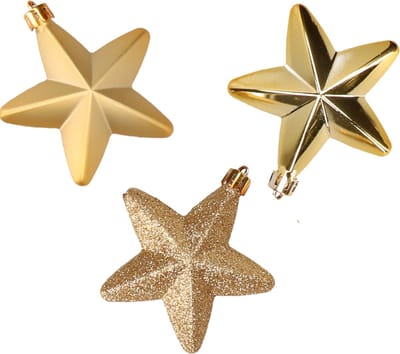 Decoris kersthanger sterren - 6x st - goud - 7 cm - kunststof - kerstornamenten - kerstversiering