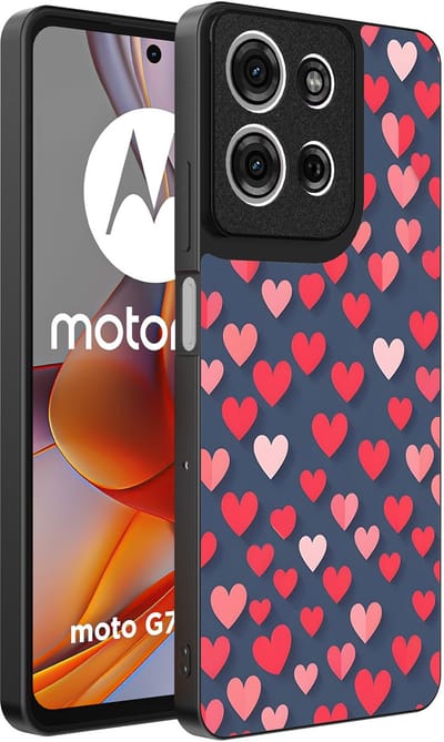 Smartphonica Telefoonhoesje Geschikt voor Motorola Moto G75 met Roze en Rode Hartjes Opdruk - TPU Backcover Case With Rosé and Red Heart Design geschikt voor Motorola Moto G75