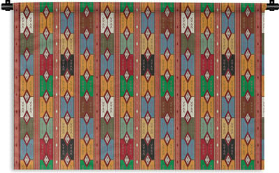 Wandkleed - Wanddoek - Geometrie- Patronen - Zuid-Amerika - 180x120 cm - Wandtapijt