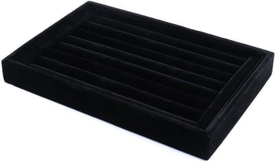 Verzameling van Fluwelen Presentatietrays voor Sieraden, Organisatietray voor Ringen en Oorbellen, 23 x 15 cm, Zwart en Elegant Design