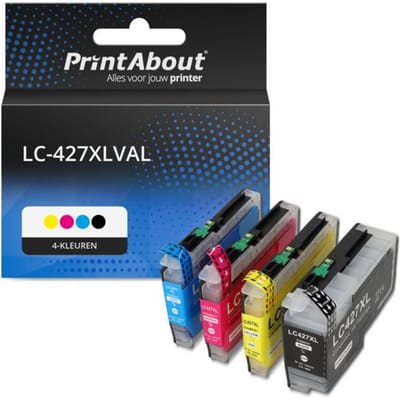 PrintAbout huismerk Inktcartridge LC-427XLVAL 4-kleuren Multipack Hoge capaciteit Geschikt voor Brother