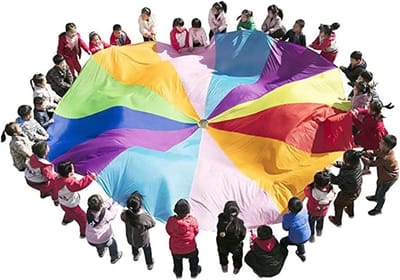 Speel Parachute - Activiteit Parachute - Buiten Spelen - Multiplayer Activiteit - Diameter 6m - Regenboog