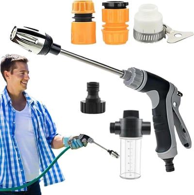 Hoge Druk Reiniger - Krachtige Sproeier - Buiten Schoonmaken - Verstelbare Sproeistanden - 36 cm Lengte - Zwart