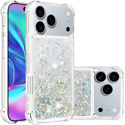 Coverup Hoesje - Geschikt voor iPhone 17 Pro Max Hoesje - Coverup Liquid Glitter Back Cover - Zilver