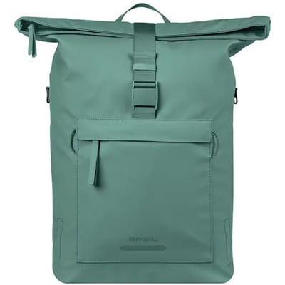 Basil Brooklyn - Enkele fietstas - 17 Liter - Waterdicht - Reflectie details - Gerecycled materiaal - MIK Hooks - Incl. laptopvak - groen