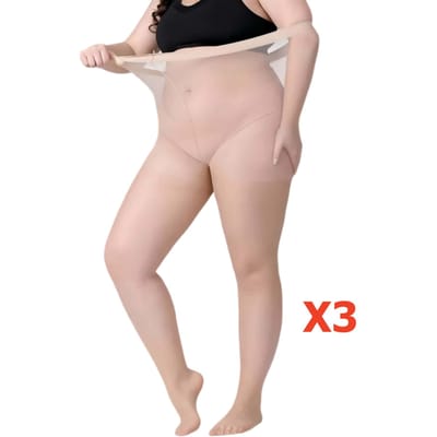 Collants Fins Anti-Accroc Grande Taille Été Frais Amincissants 15D Collants Extensibles Jambes Transparentes Pour Femmes Rondes S 3XL beige