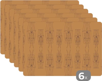 Placemat - Placemats kunststof - Carnaval - Joker - Patronen - 45x30 cm - 6 stuks - Hittebestendig - Anti-Slip - Onderlegger - Afneembaar