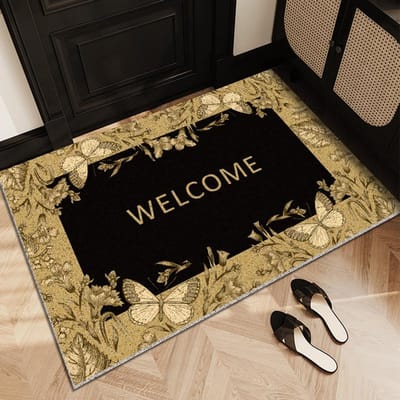 Paillasson d'entrée Jaune Foncé, Tapis de Pied Luxe Léger et Haut de Gamme, Entrée, Salon, Entrée, Tapis Résistant aux Taches, Paillasson Dépoussiérant 40*60 brown