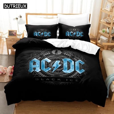 3D Ac/Dc Muziek Beddengoed Sets Dekbedovertrek Set Met Kussensloop Eenpersoons Tweepersoons Queen King Beddengoed Bedlinnen AU Single 140x210cm
