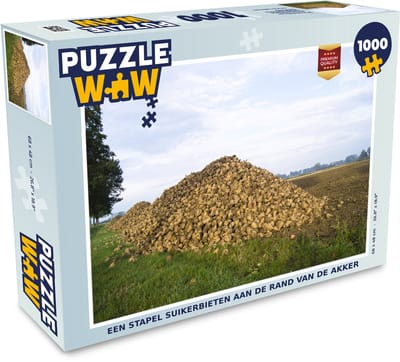 Puzzel Een stapel suikerbieten aan de rand van de akker - Legpuzzel - Puzzel 1000 stukjes volwassenen