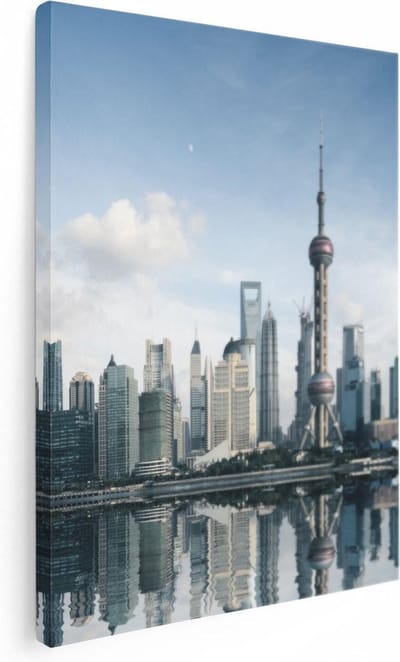 Artaza Canvas Schilderij Stad - 30x40 cm - Klein - Wanddecoratie Skyline - Muurdecoratie Woonkamer - Kamer Accessoires