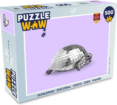 Puzzel Schildpad - Discobal - Disco - Dier - Paars - Legpuzzel - Puzzel 500 stukjes