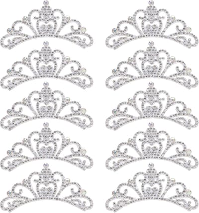 Kroonvormige Stoffen Stickers - Kroonsteentjes Patches - Kleding Versieren - Set van 10 stuks - 83 x 45 cm - Wit