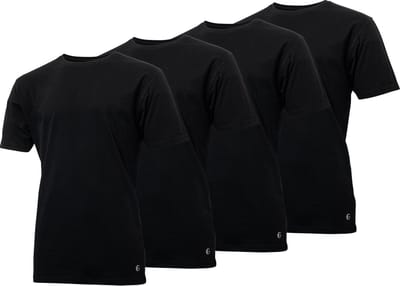 Gentlemen - 4-pak heren T-shirts longfit ( extra lang ) - voorgekrompen - 100% katoen - ronde hals - zwart - maat M