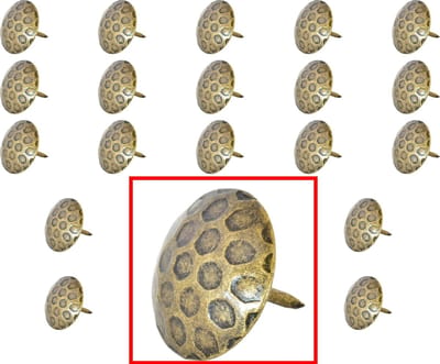 AMIG – Stalen Stoffeernagels Siernagels Meubelnagels Sierspijkers – ø30 x 28mm - Rond – Ruw Oppervlak – Antiek Brons – Rustiek Ornament - 20 stuks