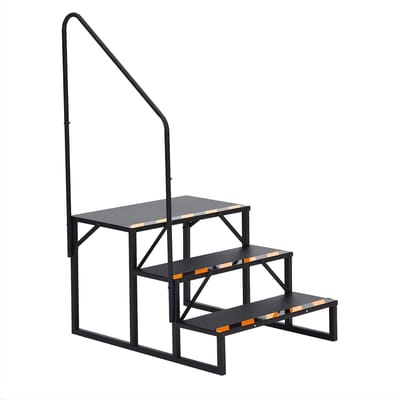 3-Traps Campertrap - Draagbare Stalen Instaptrap met Leuning & Antislip - Voor Camper & Caravan