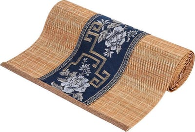 Bamboe Tafelloper Pioen Donkerblauw, maat 30x150cm