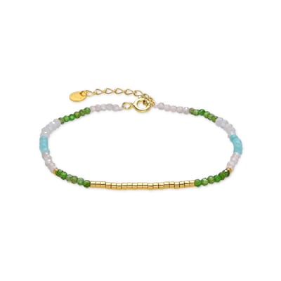 Luxenter 925 Sterling Zilver en Groen Kristal armband afgewerkt met 18k geel goud - Vados