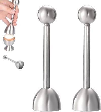 Eieropeners Set van 2 - Roestvrij Staal, Ergonomisch Ontwerp voor Perfect Geopende Eieren