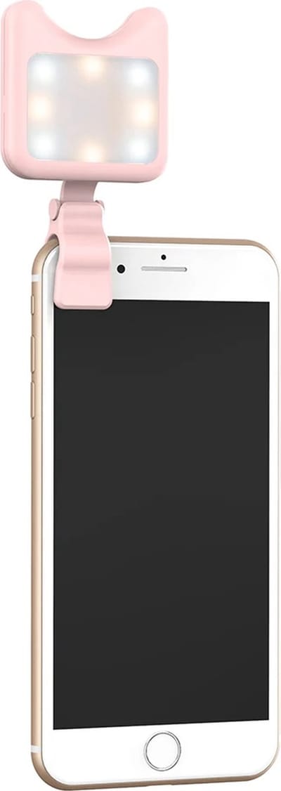 DrPhone GlowStream – LED Verlichting Voor Selfies – 9 Verschillende Lichtmodi – Oplaadbaar – Geschikt Voor Telefoon/Tablet/Laptop - Roze