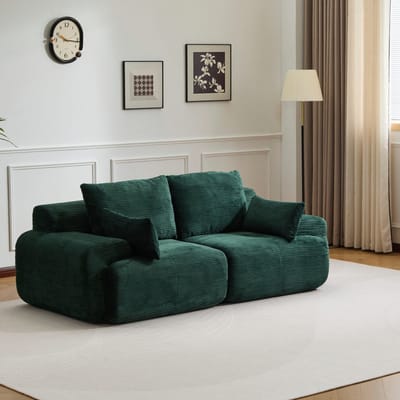 Multifunctionele Corduroy Slaapbank – Opvouwbaar met 2 Armleuningen – 2-in-1 Design – Geschikt voor 2 Personen – Direct Gebruiksklaar – Te Gebruiken als Logeerbed, Bank en Ligstoel – Woonkamer/Slaapkamer – Groen