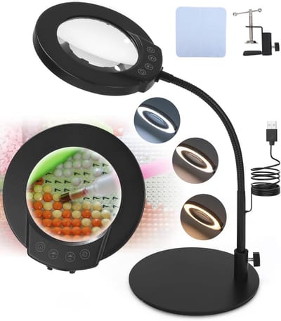 Vergrootglas met verlichting en verstelbare standaard voor hobby en handwerk