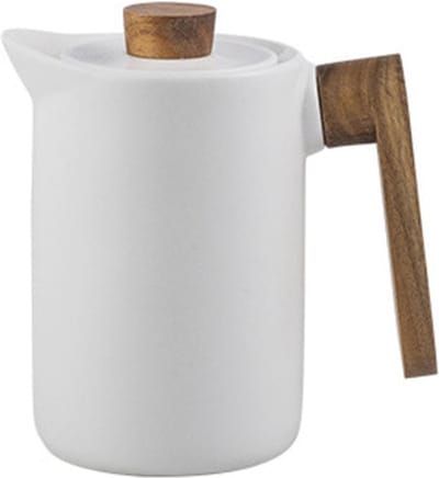 Keramische Theepot met Houten Deksel en Handvat - 1100 ml
