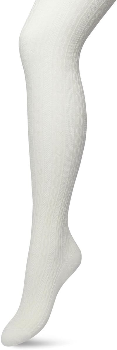 Bonnie Doon Bio Kabel Maillot Dames Off White maat S/M - Ingebreid Kabel patroon - Biologisch Katoen - Uitstekend draagcomfort - Classic Cable Tights - OEKO-TEX - Gladde Naden - Klassiek - Gebroken Wit - Crème - Off White - BP211903.110
