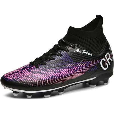 Chaussures de Football pour Homme Nouvelles Chaussures de Football Professionnelles pour Compétition et Entraînement Crampons Longs Antidérapantes Bottes de Football pour Adulte pour Homme 35 noir