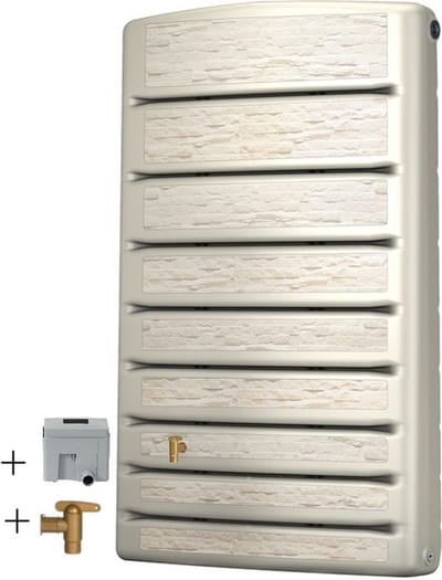 Graf regenton Extra Slim 400 L Beige- met kraantje - met vulautomaat voor rechthoekige regenpijp
