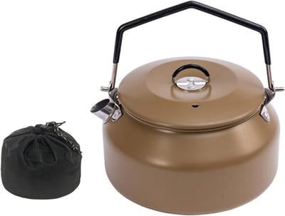 Waterkoker Roestvrij Staal - Outdoor Ketel - Kamperen en Reizen - Snelle Verwarming - 1 Liter - Bruin