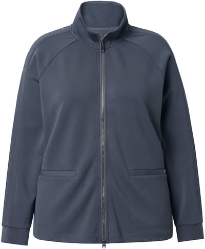 Ulla Popken - Dames - Sweatvest koelend opstaande kraag lange mouwen - Vulkaangrijs - Maat 42+