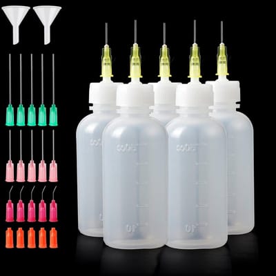 5 Stuks Naaldflessen 50ml - Precisie Applicator Fles voor Vloeistoffen, Lijm, Olie en Acrylverf