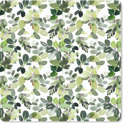 Muismat 20x20 cm - Mousepad Planten - Waterverf - Groen - Muismatten - Kerst - Cadeau - Kerstcadeau voor mannen en voor vrouwen