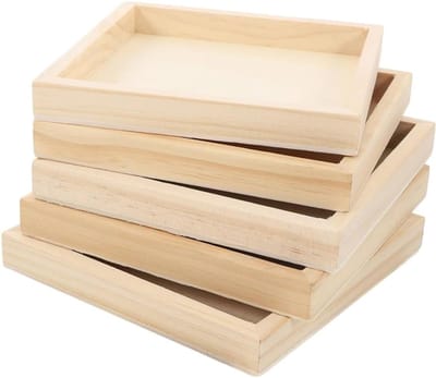 Houten Puzzle Tray - Sorteren Opslag - Puzzels Presenteren - Natuurlijke Houtafwerking - 5 stuks 12 cm - Lichtbruin